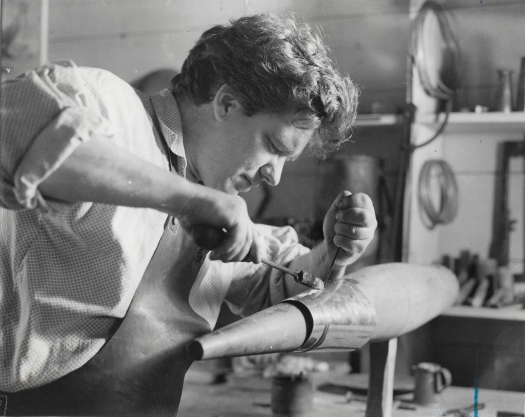 Master Tinner Bill McMillen tinsmithing at Historic Richmond Town